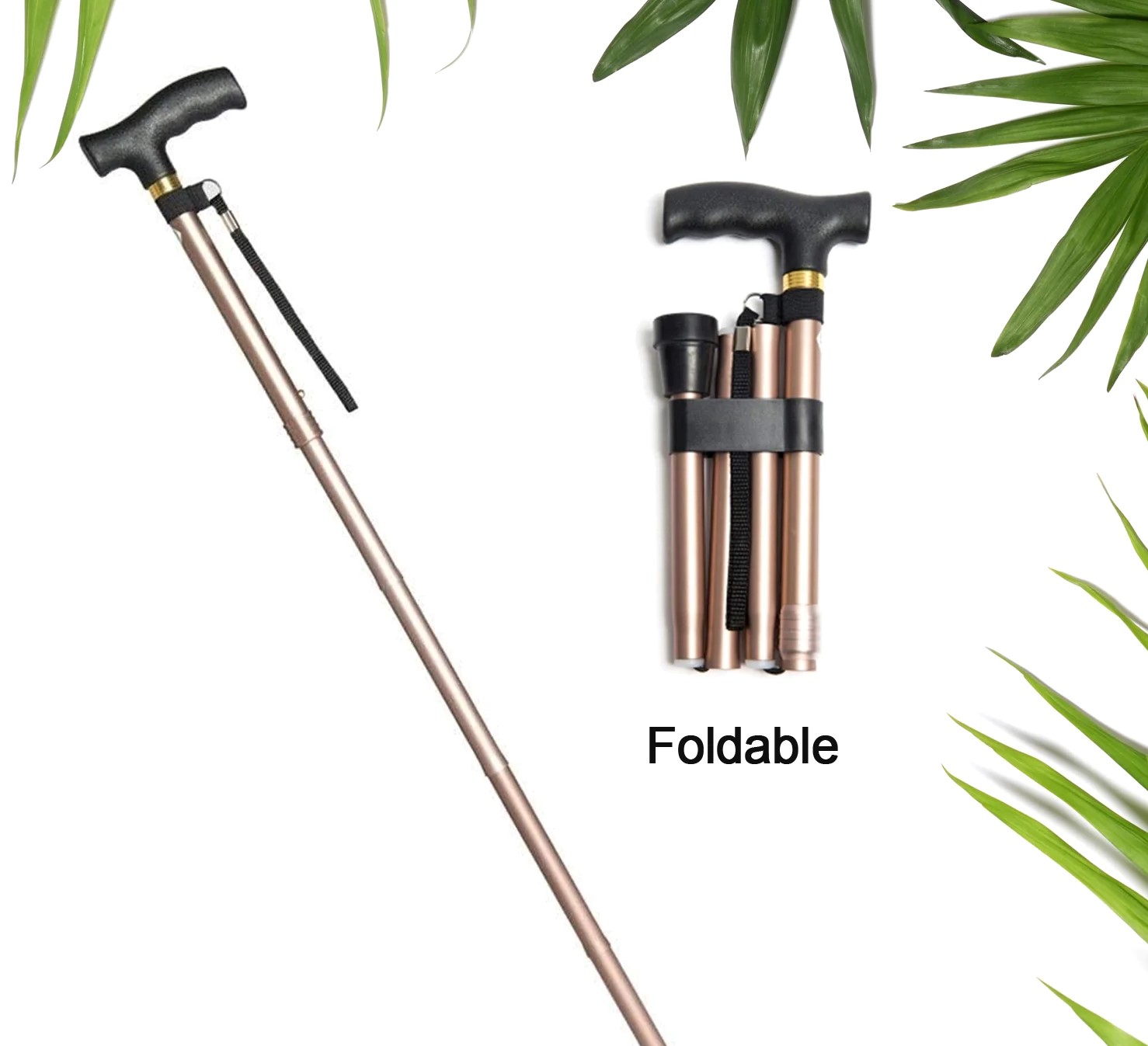 Folding walking cane